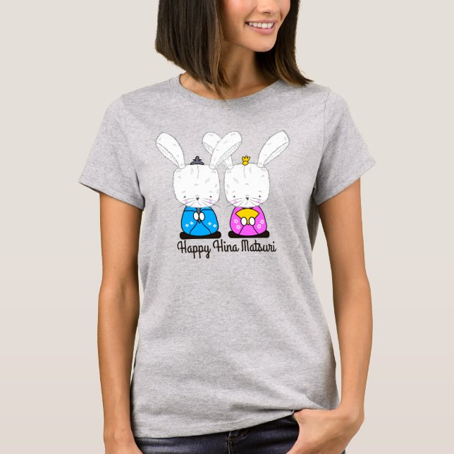 Hinamatsuri Siamese White Bunnies Hina Ningyo T Shirt (Framsida)