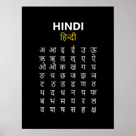 Hindi-alfabetet अ–क्ष Devanagari-skrift Poster