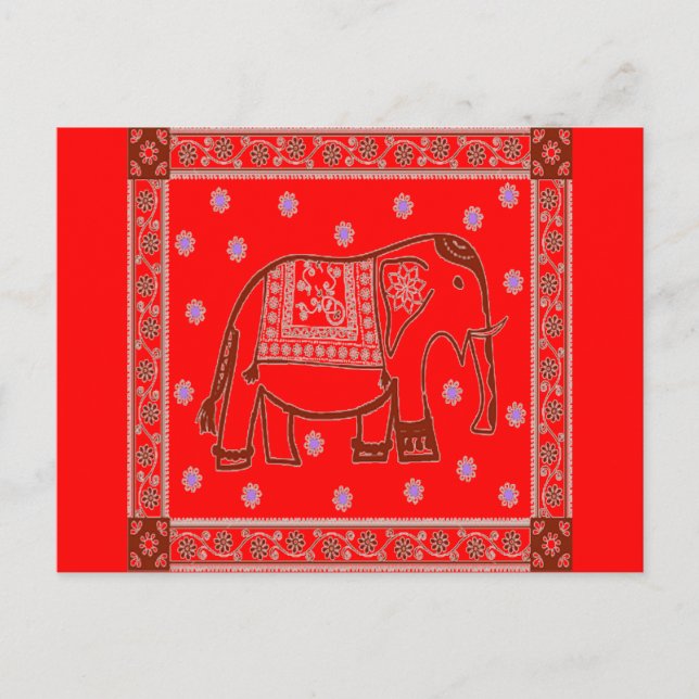Hindi Art Elephant Vykort (Framsida)