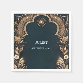 Hindi Henna Mehndi Indisk Stil Bröllopsdusch Pappersservett