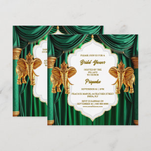 Hindi Hindu emerald grönt guld indian elephants Julkort