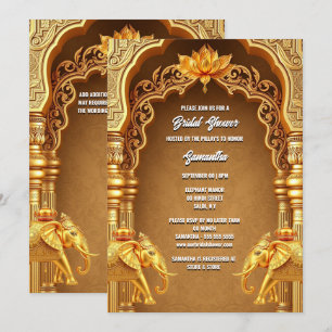 Hindi Hindu guld elephants lotus blomasian Inbjudningar