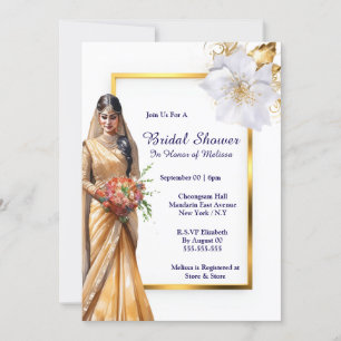 Hindi Mehndi Indian bride grönt guld vit möhippa Inbjudningar
