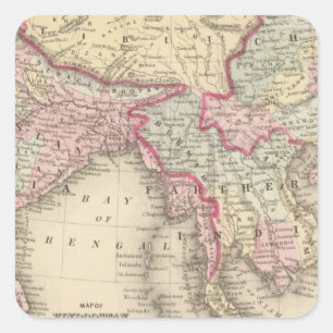Hindoostan mer ytterligare Indien, china, Tibet 2 Fyrkantigt Klistermärke
