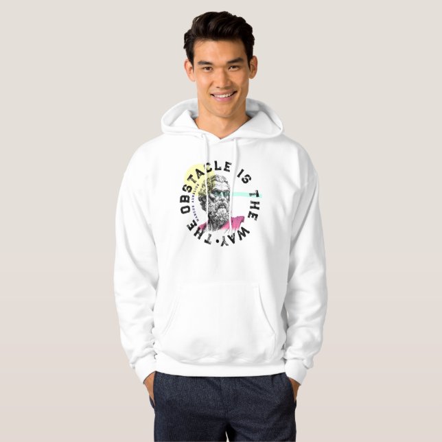 Hindren är vägen - Marcus Aurelius citat Hoodie (Hel framsida)