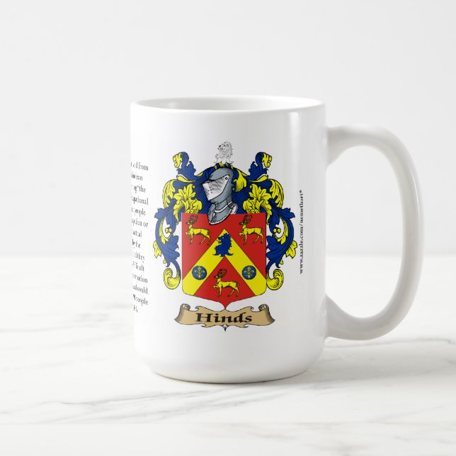 Hinds, ursprung, det menande och vapenskölden kaffemugg (Höger)