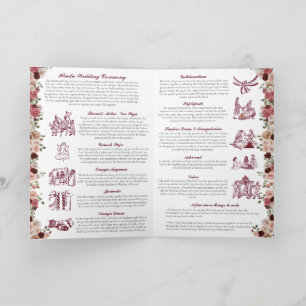 Hindu Bröllop Ceremony (Guld Red Rosa) Foldad Program