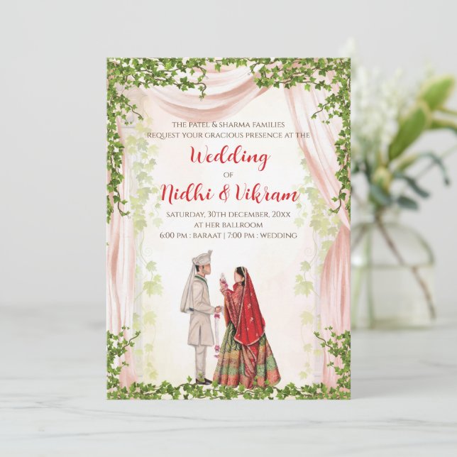 Hindu bröllopsinbjudningar & indiska bröllopskort inbjudningar (Stående Fram)