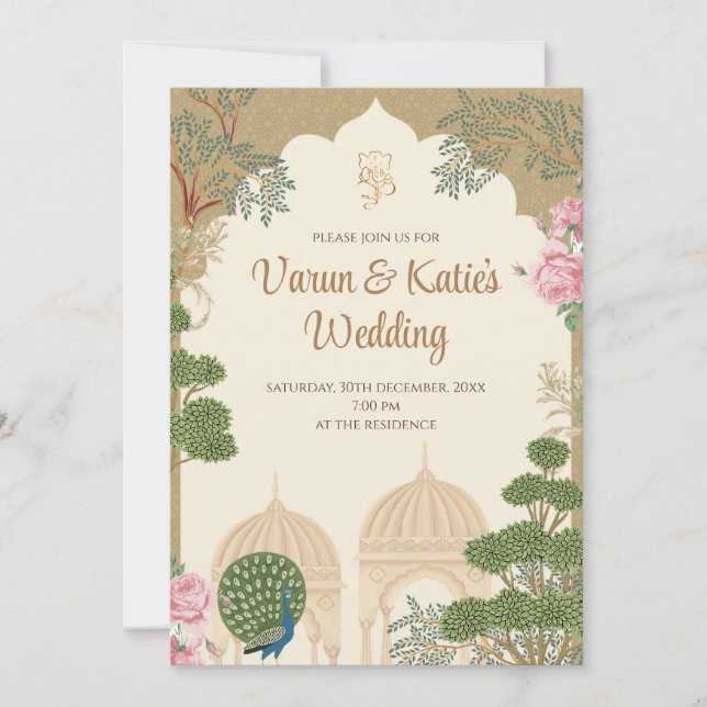 Hindu bröllopskort Digital & Indiskt bröllopsinbju Inbjudningar (Framsida)