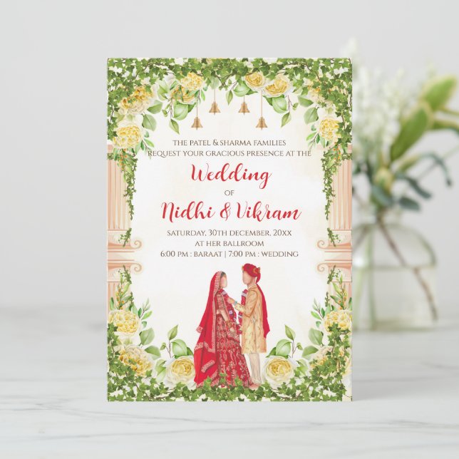 Hindu-bröllopskort & indiska bröllopsinbjudningar inbjudningar (Stående Fram)