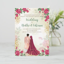 Hindu bröllopskort & indiska bröllopsinbjudningar inbjudningar