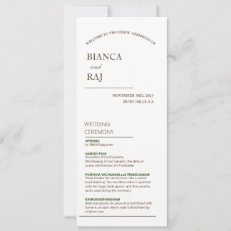 HINDU CEREMONY BRÖLLOPSPROGRAM