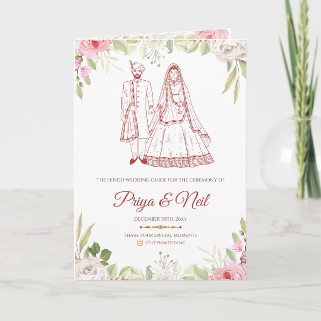 Hindu Ceremony-programmet och Bröllopsprogrammet H Program (Framsida)