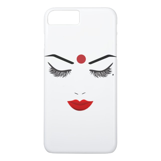Hindu Dot Skönhet Ansikte Ögonfransar & Röda Läppa Case-Mate iPhone Skal (Baksida)