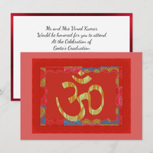 Hindu-firande Om röda och gyllene inbjudan