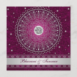 Hindu Ganesh Plum, Bröllopsinbjudan från Silver Sc Inbjudningar