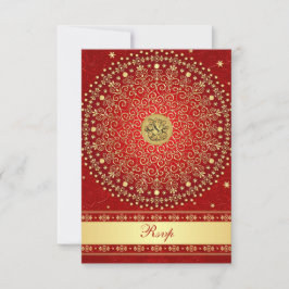 Hindu Ganesh Red Guld Scrollsar Bröllop OSA Card