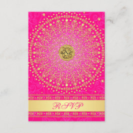 Hindu Ganesh Rosa, Guld Scrolls Bröllops RSVP-kort OSA Kort