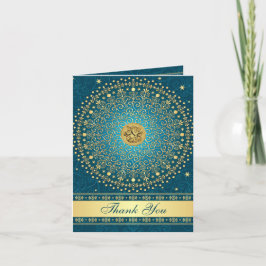 Hindu Ganesh Teal Guld Rulla Stars tackkort
