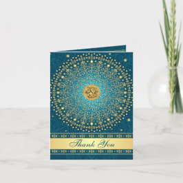 Hindu Ganesh Teal Guld Rulla Stars tackkort