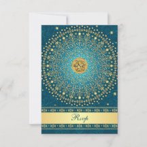 Hindu Ganesh Teal Guld Rullande Bröllops-Svarskort
