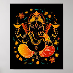 Hindu Ganesha Puja Elefant Gud Indien Meditation Y Poster