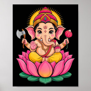 Hindu Ganesha Puja Elefant Gud Indien Meditation Y Poster