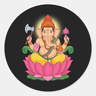 Hindu Ganesha Puja Elefant Gud Indien Meditation Y Runt Klistermärke