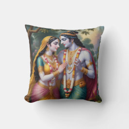 Hindu God and Goddess Radha and Krishna Pillow Kudde