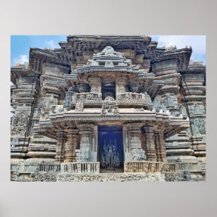 Hindu God Carvings i Belur, Karnataka, Indien Poster