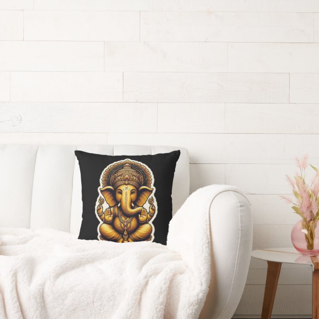 Hindu God Ganesh / Ganesha Pillow with Om design Kudde (Soffa)