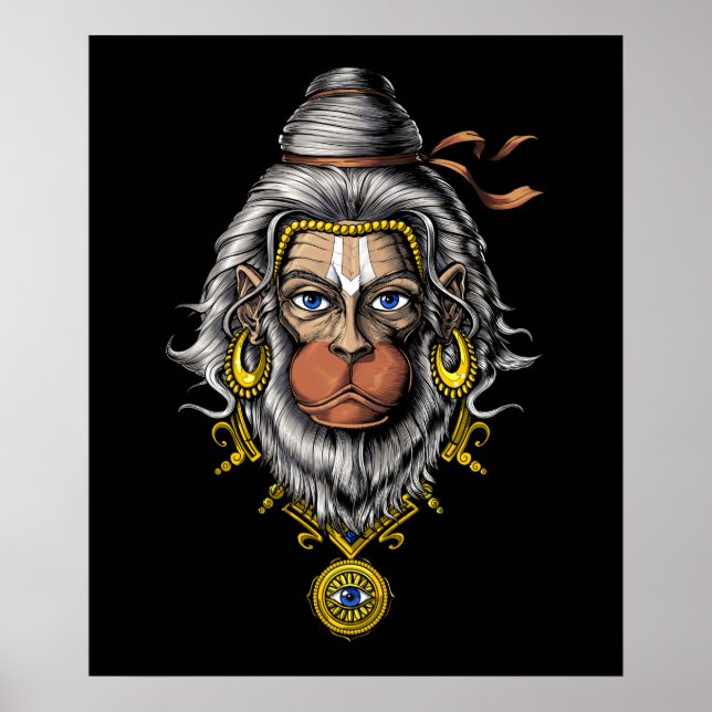 Hindu God Hanuman Poster (Framsidan)