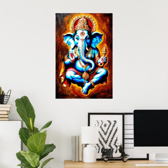 Hindu God Lord Ganesh Digital Art Download Poster (Hemmakontoret)