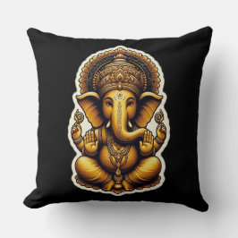 Hindu God Lord Ganesh / Ganesha Pillow with Om Kudde