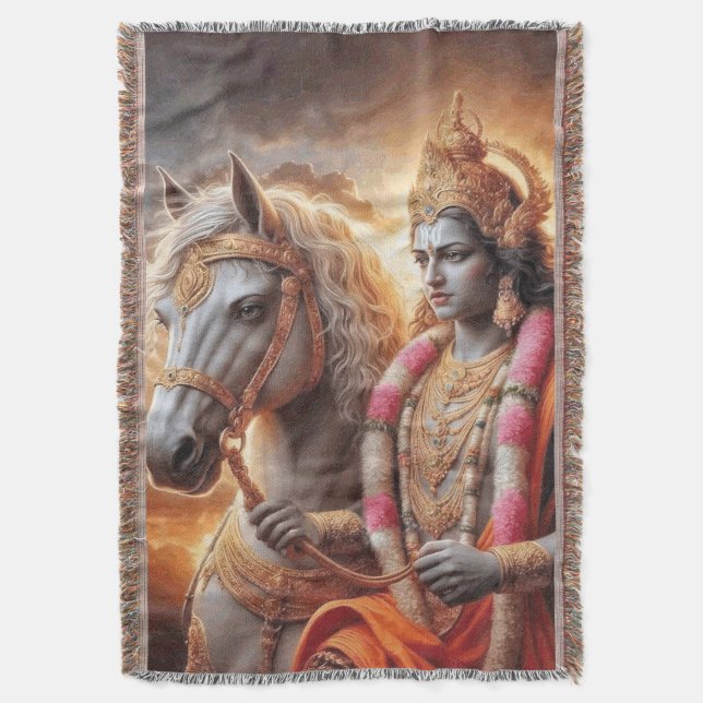 Hindu God med Horse - Blanket Filt (Framsidan Vertikal)