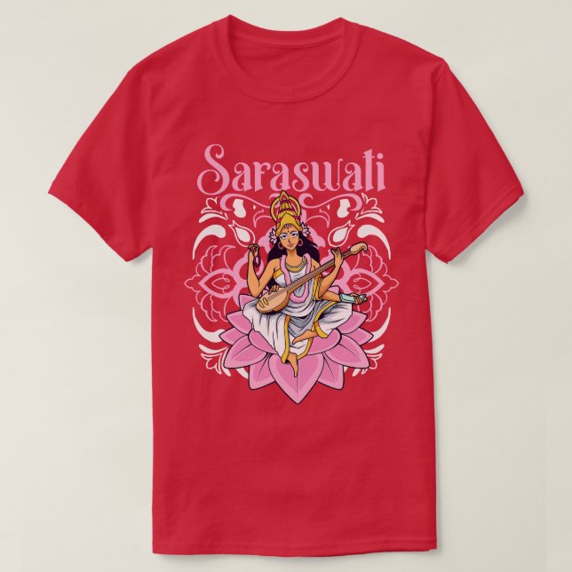 Hindu God Saraswati T Shirt (Design framsida)