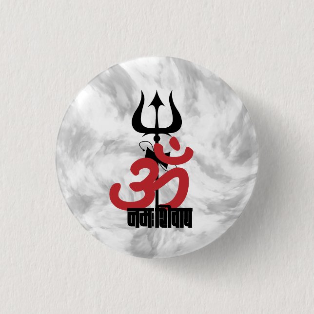 Hindu God Shiva Om Namah Shivay med Trident OM Knapp (Framsida)