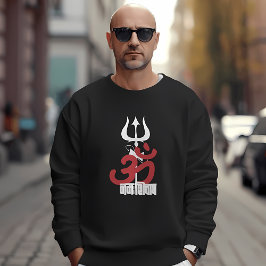 Hindu God Shiva Om Namah Shivay med Trident OM Lång Ärmad Tröja