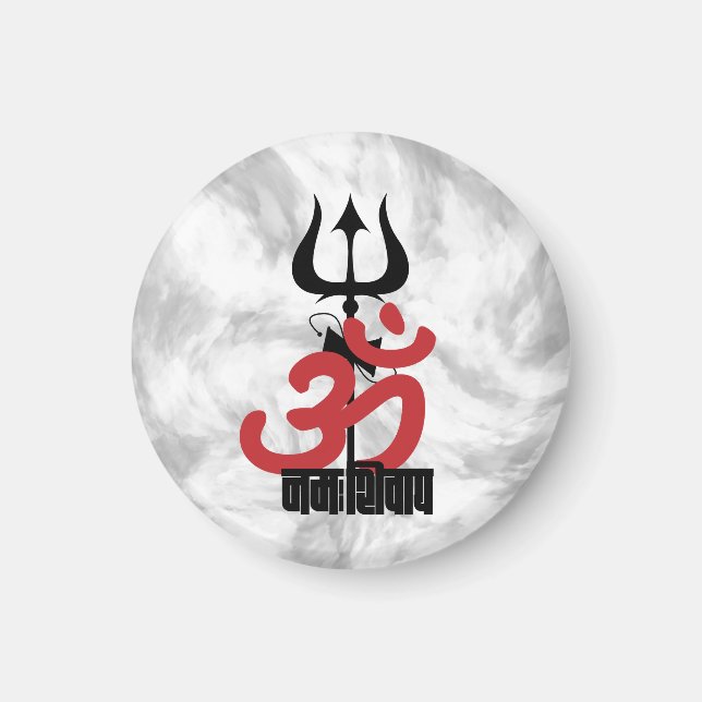Hindu God Shiva Om Namah Shivay med Trident OM Magnet (Framsidan)