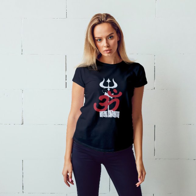 Hindu God Shiva Om Namah Shivay med Trident OM T Shirt (Skapare uppladdad)