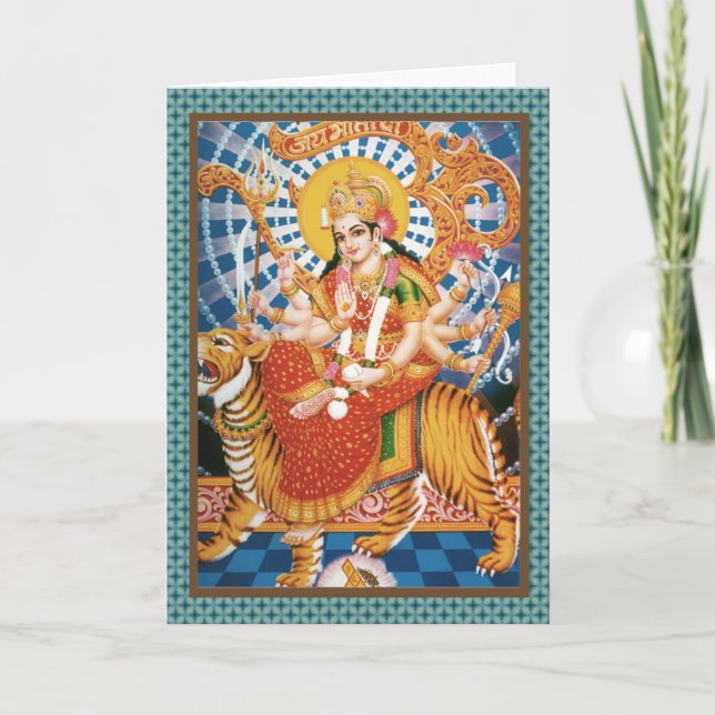 Hindu Goddess Durga med tigerkort Kort (Framsida)