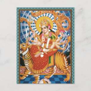 Hindu Goddess Durga med tigerkort Vykort