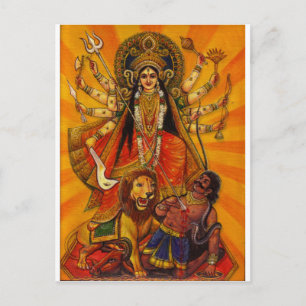 HINDU GODDESS DURGA VICTORY ÖVER EVIL VYKORT
