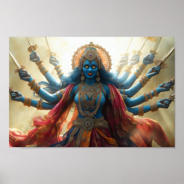 Hindu Goddess Kali Porträtt Painting Shakti Art Poster (Framsidan)