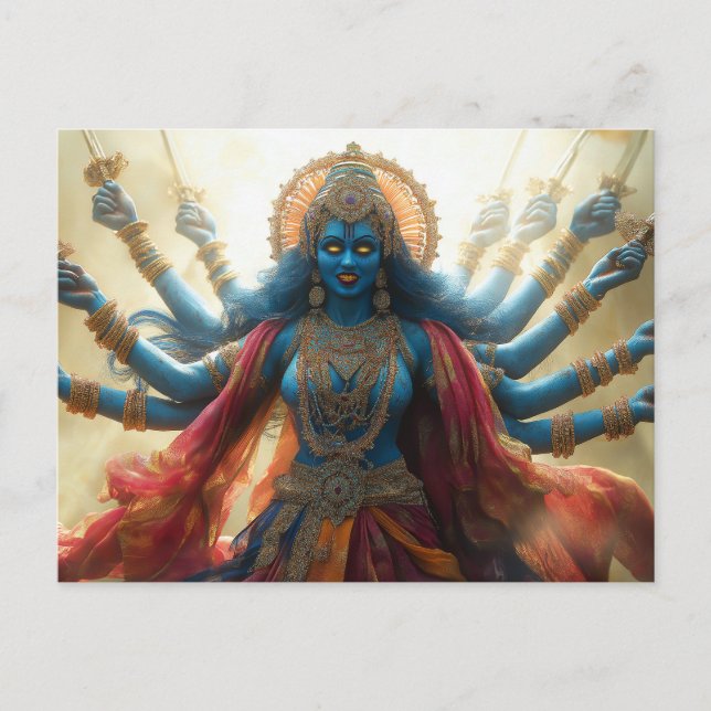 Hindu Goddess Kali Porträtt Painting Shakti Art Vykort (Framsida)