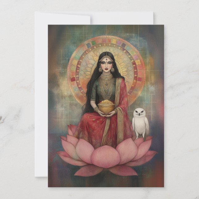 Hindu Goddess Lakshmi Art Nouveau Mosaic Portrait Inbjudningar (Framsida)