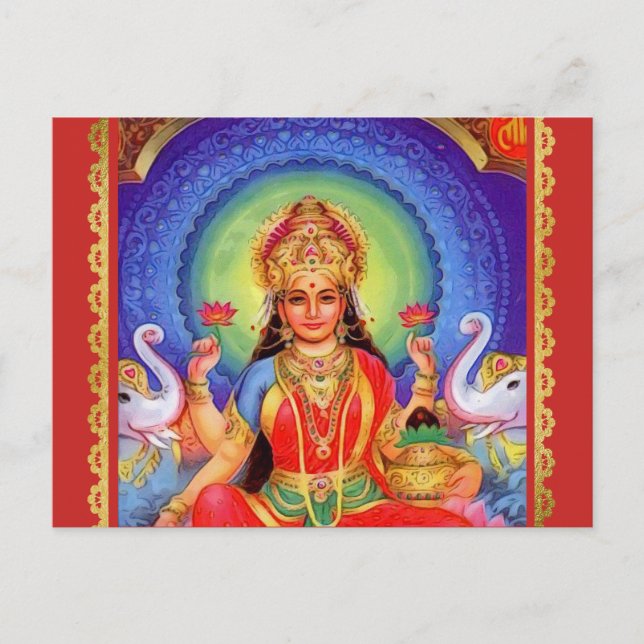 Hindu Goddess Lakshmi Maa Vykort (Framsida)