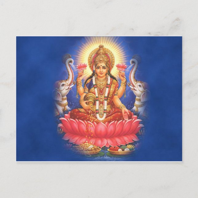Hindu Goddess Laxmi Devi Mata Vykort (Framsida)