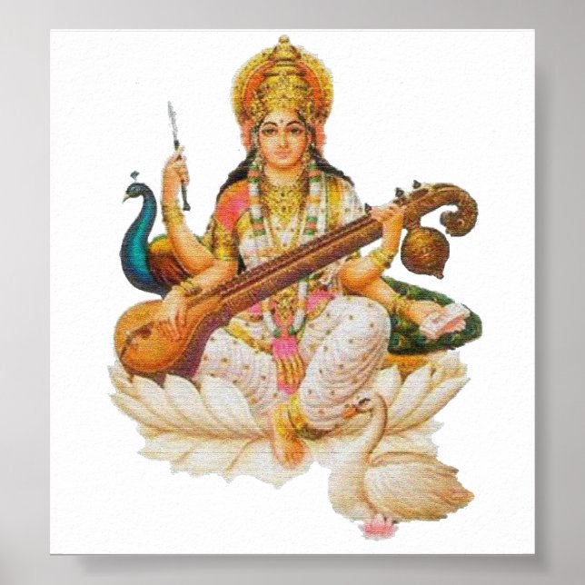 Hindu Goddess Saraswati Godess konstutbildning Poster (Framsidan)