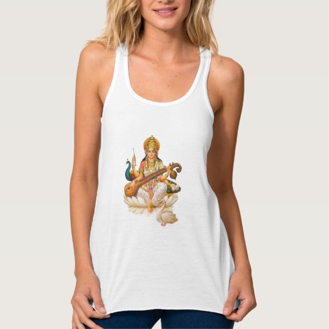 Hindu Goddess Saraswati, t-shirt design Tanktop Linne Med Racerback (Framsida)